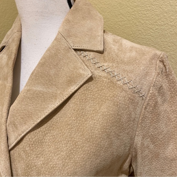 Beyond California NWT Suede Leather Jacket Blazer Womens Tan Size Large Western - Picture 8 of 15